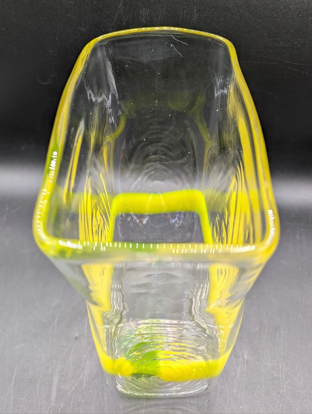 Pierre Cardin for Venini Murano Italian Ribbon Glass Vase 10", Neon Yellow Clear - Picture 6 of 13